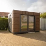 Container marittimi convertiti – Casetta da giardino ristrutturata di 12 m² – Finitura in legno e antracite